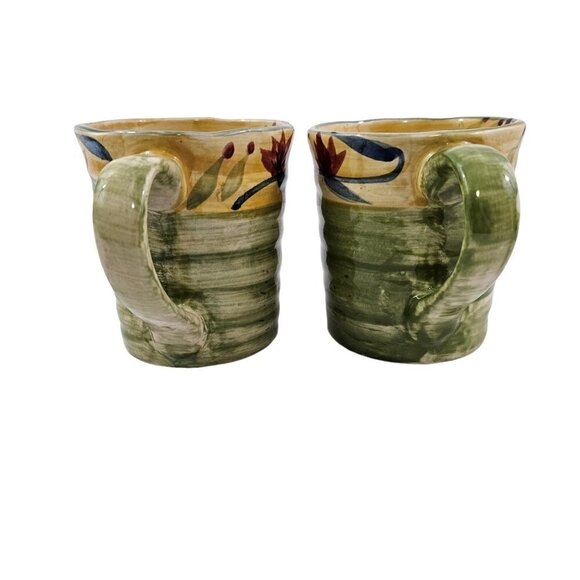 Pier 1 Cup ELIZABETH Hand Painted Stoneware Large 16 Oz Cups – Set of 2 - Picture 3 of 16